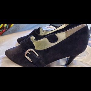 Black suede Rush Hour Express heels 7.5B